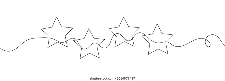 Star icon line continuous drawing vector. One line star icon vector background. Star icon. Continuous outline of a star icon 