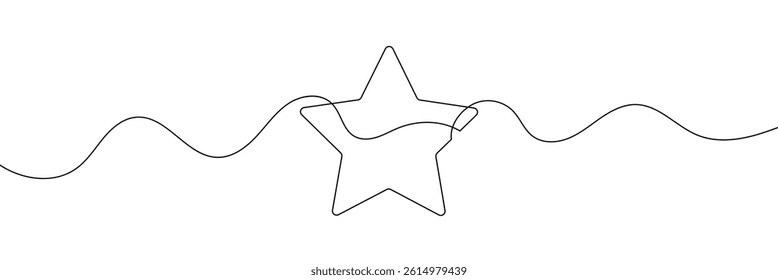 Star icon line continuous drawing vector. One line star icon vector background. Star icon. Continuous outline of a star icon 