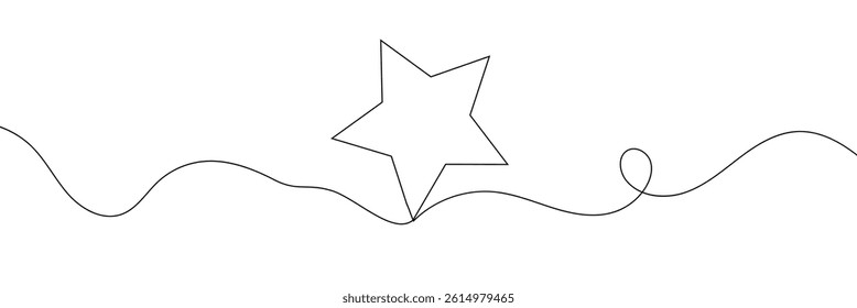 Star icon line continuous drawing vector. One line star icon vector background. Star icon. Continuous outline of a star icon 