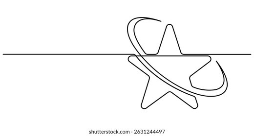 Star icon line continuous drawing vector. One line Infinity Star icon vector background. Star concept vector art. Doodle line illustration. Continuous outline of a Star. Premium vector.