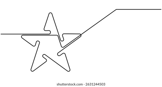 Vetor de desenho contínuo da linha do ícone de estrela. Uma linha Infinity Star ícone vetor fundo. Arte vetorial de conceito de estrela. Ilustração de linha de doodle. Contínuo esboço de uma estrela. Vetor premium.