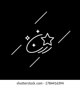 Icono de estrella en estilo de línea sobre fondo negro. Icono de tendencia del vector