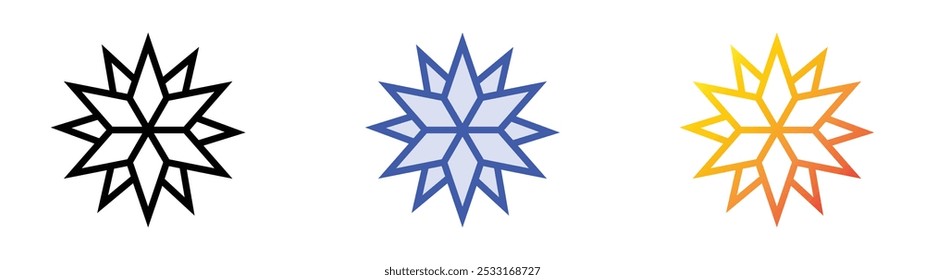 icono de estrella. Lineal, relleno azul y diseño de estilo degradado aislado sobre fondo blanco