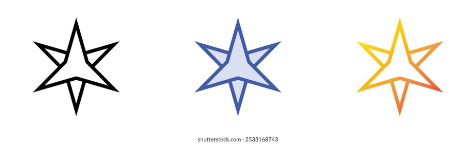 ícone de estrela. Design de estilo linear, preenchimento azul e gradiente isolado em plano de fundo branco