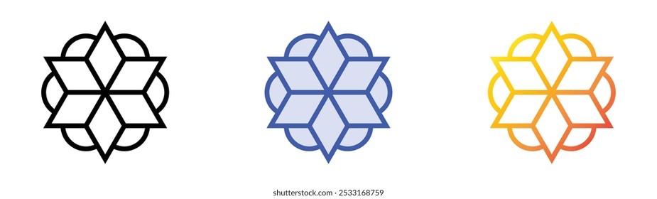 icono de estrella. Lineal, relleno azul y diseño de estilo degradado aislado sobre fondo blanco