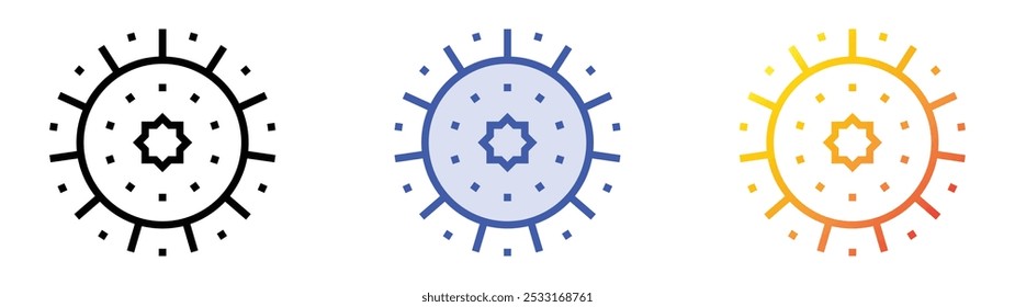 icono de estrella. Lineal, relleno azul y diseño de estilo degradado aislado sobre fondo blanco