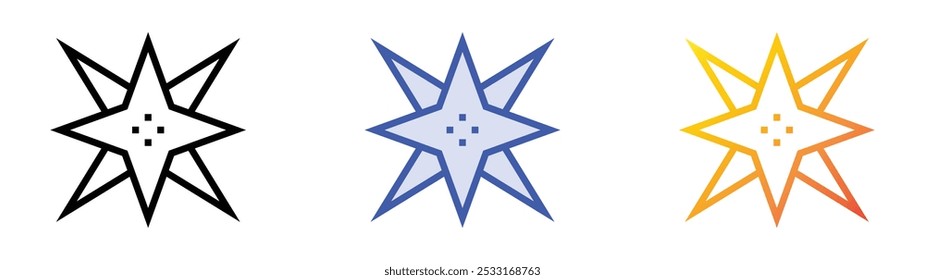 ícone de estrela. Design de estilo linear, preenchimento azul e gradiente isolado em plano de fundo branco