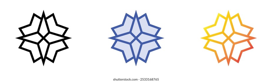icono de estrella. Lineal, relleno azul y diseño de estilo degradado aislado sobre fondo blanco
