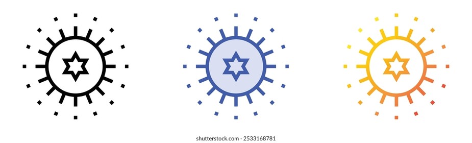 Sternsymbol. Lineares, blaues Füllungs- und Farbverlauf-Design einzeln auf weißem Hintergrund