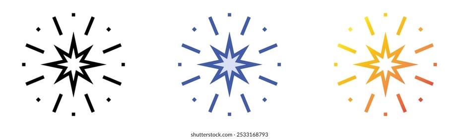 star icon. Linear, Blue Fill and Gradient Style Design Isolated On White Background