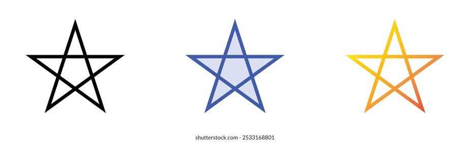 icono de estrella. Lineal, relleno azul y diseño de estilo degradado aislado sobre fondo blanco