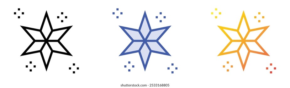 icono de estrella. Lineal, relleno azul y diseño de estilo degradado aislado sobre fondo blanco