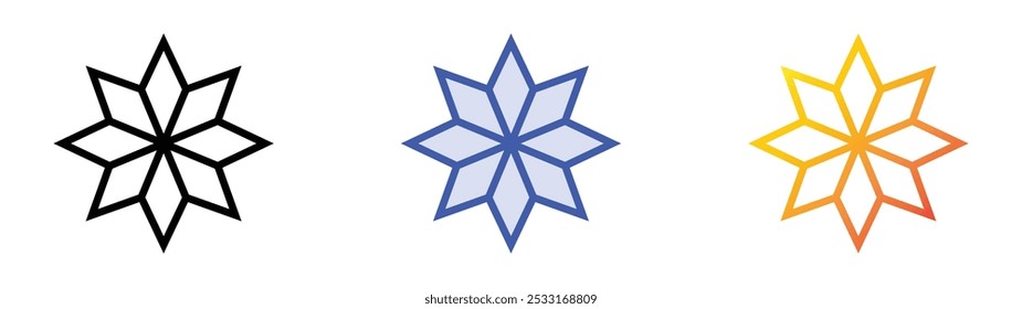 star icon. Linear, Blue Fill and Gradient Style Design Isolated On White Background