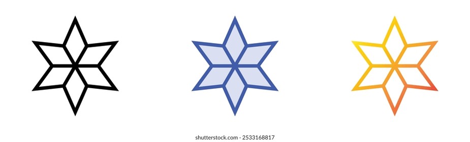 ícone de estrela. Design de estilo linear, preenchimento azul e gradiente isolado em plano de fundo branco