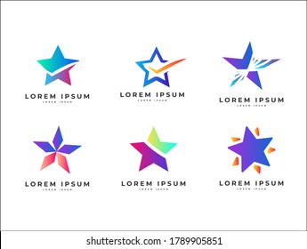 Conjunto de elementos de diseño de logotipo de icono estrella