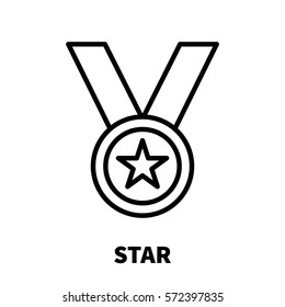 Star icon or logo in modern line style. High quality black outline pictogram for web site design and mobile apps. Vector illustration on a white background.