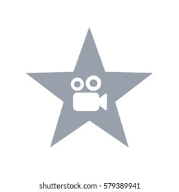 Star icon. Logotype with star. Camera sign. Video icon. Movie sign. Play star. Casting show icon. Best video. Best movie. Logo design template. Video rating. Top video. Premium star. Premium movies