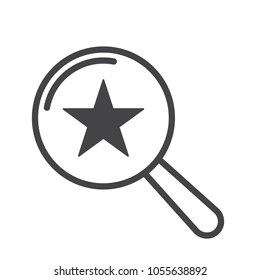 Star Icon Magnifying Glass. Vector illustration