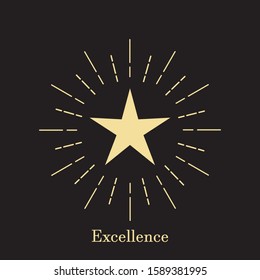 Star icon mark of perfection. Quality stamp concept symbol. Vector illustration of an element in chic design.