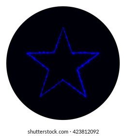 Star icon of navy lights on black background. Neon vector icon