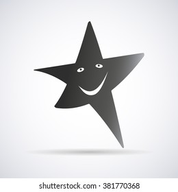 Star icon on a black background with a shadow, stylish vector illustration