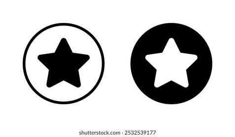 Star icon on black circle. Stars sign symbol in rounded corner