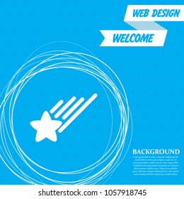 Star Icon on a blue background with abstract circles around and place for your text. Vector illustration