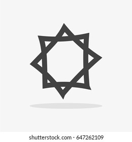 Star icon on gray background. Vector illustration. Symbol of Islam.
