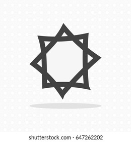 Star icon on gray background. Vector illustration. Symbol of Islam.