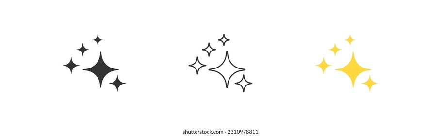 Icono de estrella en el fondo de la luz. Limpiar símbolo. Espuma, noche, despejado, brillo. Contorno, plano y de color. Diseño plano. Ilustración vectorial.