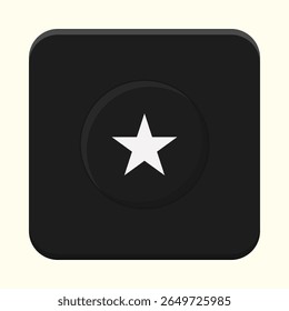 Star icon on metal internet button. Black star app icon