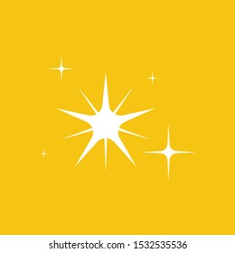 Star icon on a yellow background. Sparkles symbols vector. Glowing light effect stars and bursts collection. 