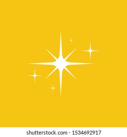 Star icon on a yellow background. Sparkles symbols vector. Glowing light effect stars and bursts collection. 