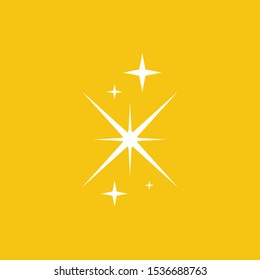 Star icon on a yellow background. Sparkles symbols vector. Glowing light effect stars and bursts collection. 