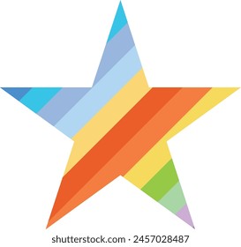 Icono de estrella con el color del arco iris en el interior, icono de estrella Ilustración vectorial.