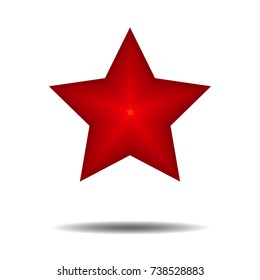 Star icon. Red volumetric silhouette. Vector flat graphic illustration. Isolated object on a white background. Isolate.