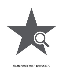 Star icon with research sign. Star icon and explore, find, inspect symbol. Vector icon