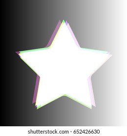 Star Icon with rounded corners of inner radius. Vector. White icon with colored contours on gradient background.