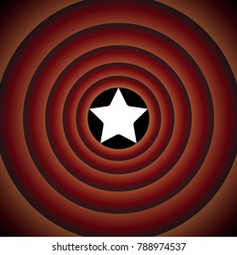 Star Icon with rounded corners of inner radius. Vector. White icon on black circle in gradient rings.