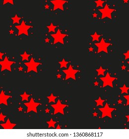 Star icon seamless pattern, isolated on black background. Vector illustration.
