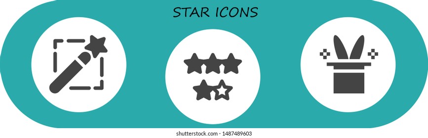 star icon set. 3 filled star icons.  Simple modern icons about  - Magic wand, Rating, Magic hat