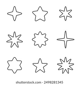 Star icon set collection in line design. Stars sign symbol