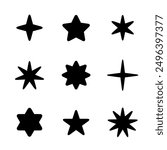 Star icon set collection in rounded edges. Stars sign symbol