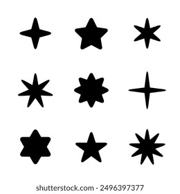 Star icon set collection in rounded edges. Stars sign symbol