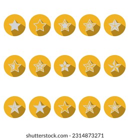 Star icon set with color and shadow, vector, Illustration

