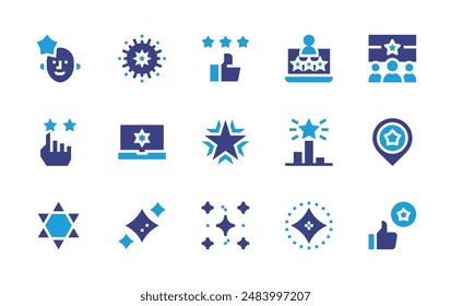 Star icon set. Duotone color. Vector illustration. Containing stars, bestchoice, star, starrynight, politicalparty, locationmark, laptop, podium, like.