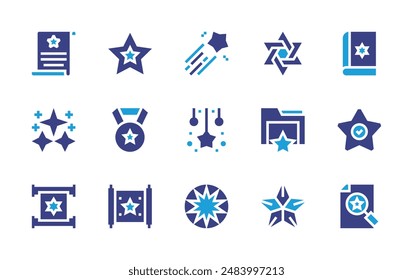 Star icon set. Duotone color. Vector illustration. Containing starofdavid, shootingstar, star, decoration, medal, torah, document, certificate.