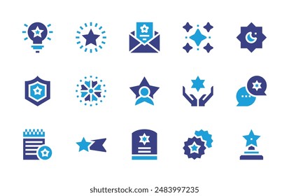 Star icon set. Duotone color. Vector illustration. Containing star, shootingstar, starofdavid, idea, champion, letter, manishtana, favorite, defense.