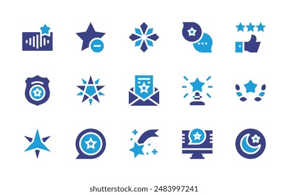 Star icon set. Duotone color. Vector illustration. Containing rating, islam, shootingstar, star, chat, review, badge, mail, saved, award, feedback.
