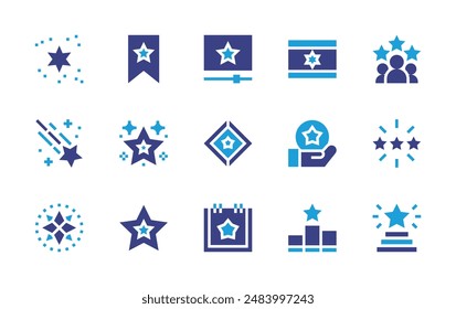 Star icon set. Duotone color. Vector illustration. Containing rating, popularity, achievement, bookmark, shootingstar, stars, star, win, israel, event, shield.